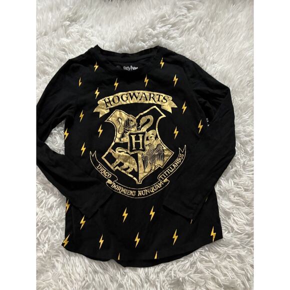 Wizarding World Of Harry Potter Girls Sz. 10/12 Gold “ Hogwarts “ Tee. Grt. Shap - Picture 1 of 8